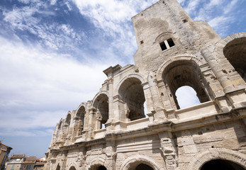 Naklejka premium Arles, France. Beautiful view of city arena on a sunny day