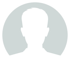 Abstract sign avatar men. Icon male profile. White symbol on gray circle background. Vector illustration 