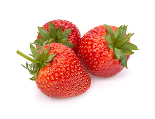 Ripe strawberries from the garden, isolated on a white background