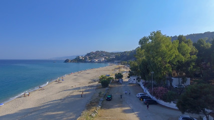 Caminia Lido, panoramic aerial view of Calabria coastline in summer season