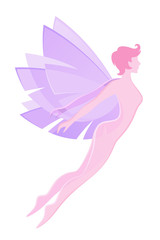 Pink pixie on a white background
