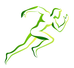 Green runner on a white background