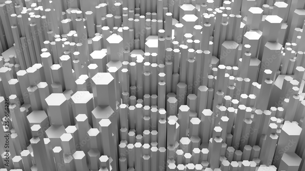 Poster 3d bright background with simple geometry shapes with different height. elegant abstract reflective 