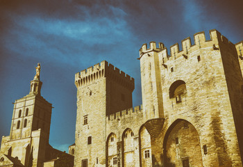 Popes Palace in Avignon, France. Exterior view on a sunny day