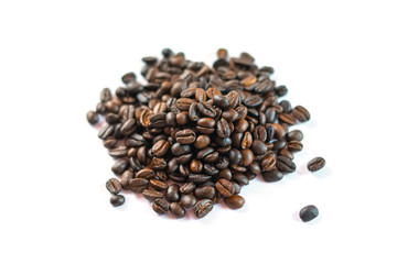 Coffee beans isolated on white background.