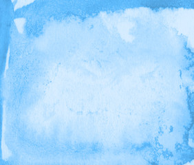 Light blue pastel watercolor frame with torn strokes and stripes. Abstract background for design, layouts and patterns.