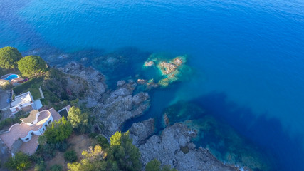 Naklejka na ściany i meble Aerial view of italian coastline in summer season. Calabria from the sky