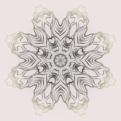 Design Mandala Ornament. Vector Illustration. Round Geometric Floral Pattern. Oriental Pattern. Indian, Moroccan, Mystic, Ottoman Motifs. Anti-Stress Therapy Pattern. Pastel color