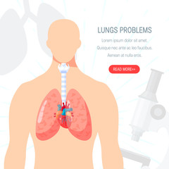 Human lungs vector icon in flat style