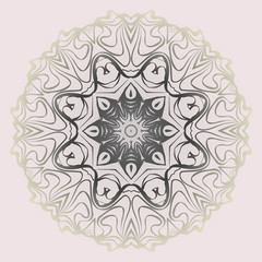 Decorative Ornament With Mandala. Anti-Stress Therapy Pattern. Vector Illustration. Pastel, beige color