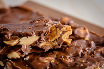 Chocolate spanish delicious dessert. (turron with hazelnut)