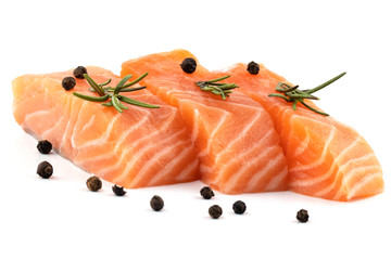 Fillet of salmon isolated on white background