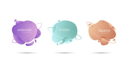 Set of dynamic fluid badge. Graphic element abstract shape. Trendy minimalist design vector eps 10