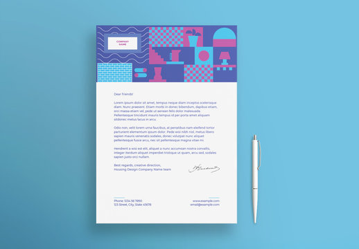 Letterhead Layout with Geometric Elements