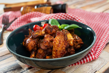 Roasted Chicken Legs BBQ With Spices, Tomato and pepper