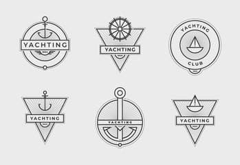 Yachting club logo set. Yachting, yahct club logo set with boad, sail and. Yacht sport. Vector illustration.
