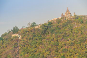 Beautiful landscape view of pagoda on top of the hill at Phra Nakhon Khiri Historical Park (Khao Wang), Petchaburi, Thailand.