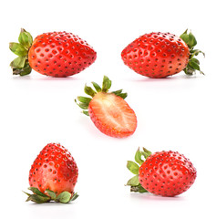 Strawberry berries collage isolated on white background