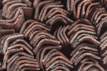Pile of Old Roof Tiles. Abstract background