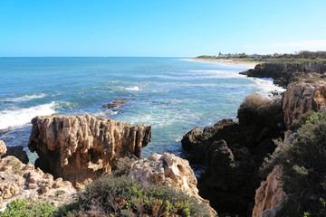 Rocky shoreline in the north of Perth, Western Australia