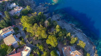 Overhead aerial view of beautiful coastline