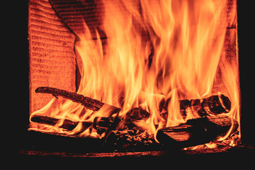 Log fire burning