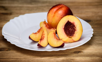 nectarines on a plate