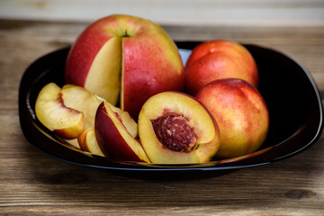 nectarines on a plate