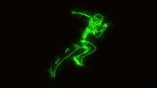 Green Running Man Runner Animated Logo Element with Reveal Effect