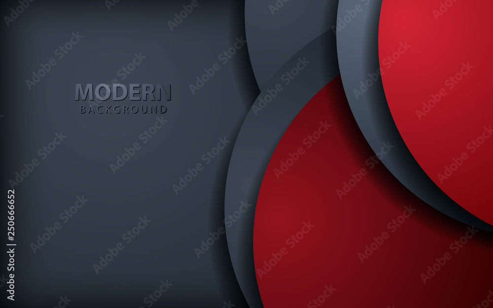 Fototapete red circle overlap layers background on dark gray design modern overlap dimension vector.