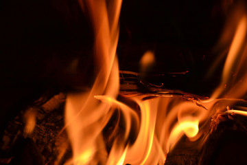fire in fireplace