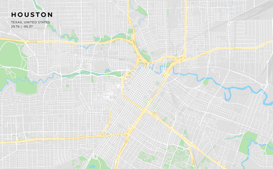 Printable street map of Houston, Texas