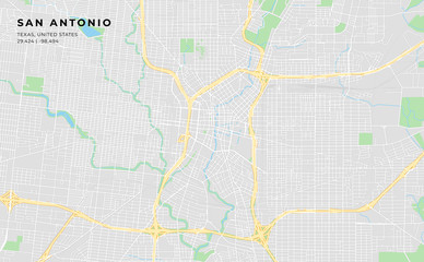 Printable street map of San Antonio, Texas