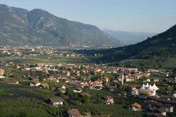 Fototapeta na wymiar Blick auf Algund und Meran in Südtirol