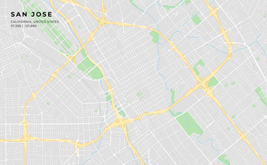 Printable street map of San Jose, California