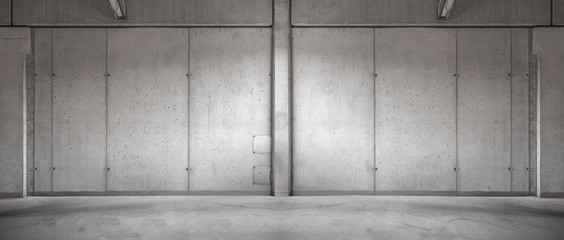 Modern Concrete Wall Garage Background with Floor Panoramic Room - 250667892