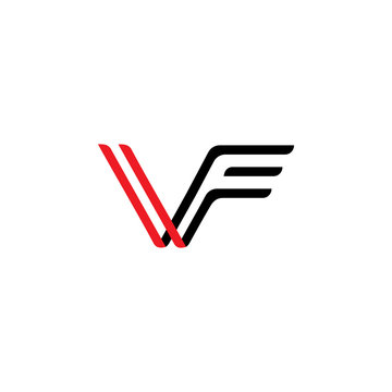 letters vf simple wings logo vector
