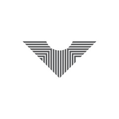 abstract letter v stripes wings logo