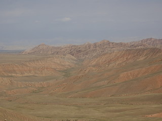 Fototapeta na wymiar Panorama from Mels Ashuu pass 3420m, Naryn region of Kyrgyzstan. Tian Shan.