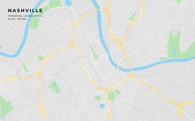 Printable street map of Nashville, Tennessee