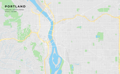 Printable street map of Portland, Oregon