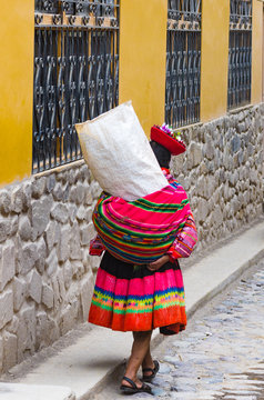 A typical woman walking to her village in Cusco