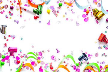 Obraz na płótnie Canvas concept birthday party on white background top view pattern