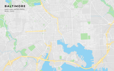 Printable street map of Baltimore, Maryland
