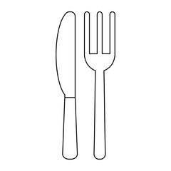 Restaurant cutlery fork and knife black and white