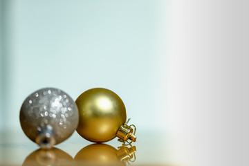 golden christmas balls on white background