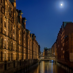 Speicherstadt im Mondschein Hamburg quadratisch