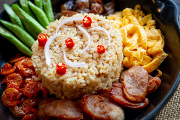 Original  Thai food.  Shrimp Fried Rice close up.