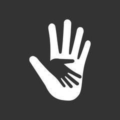 Hand, charity, caring, icon. Vector illustration, flat design.