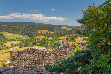 Paysage Lozérien depuis le château de Luc,Lozère,Occitanie.